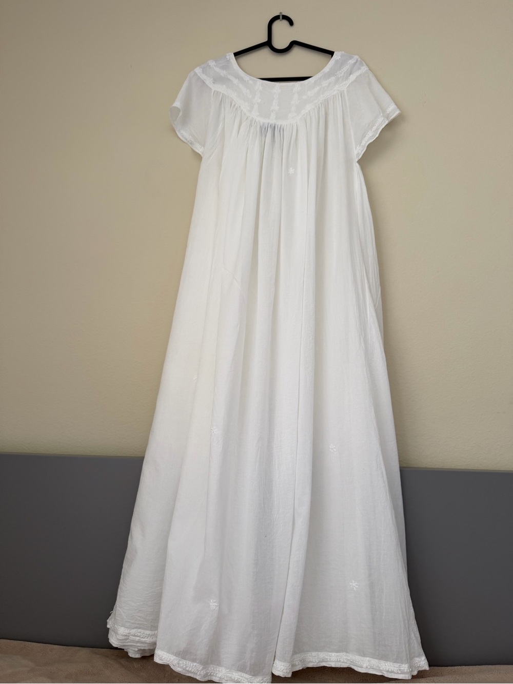 Thierry Colson White Embroidered Cotton Maxi Dress Boho Size M - Picture 2 of 6